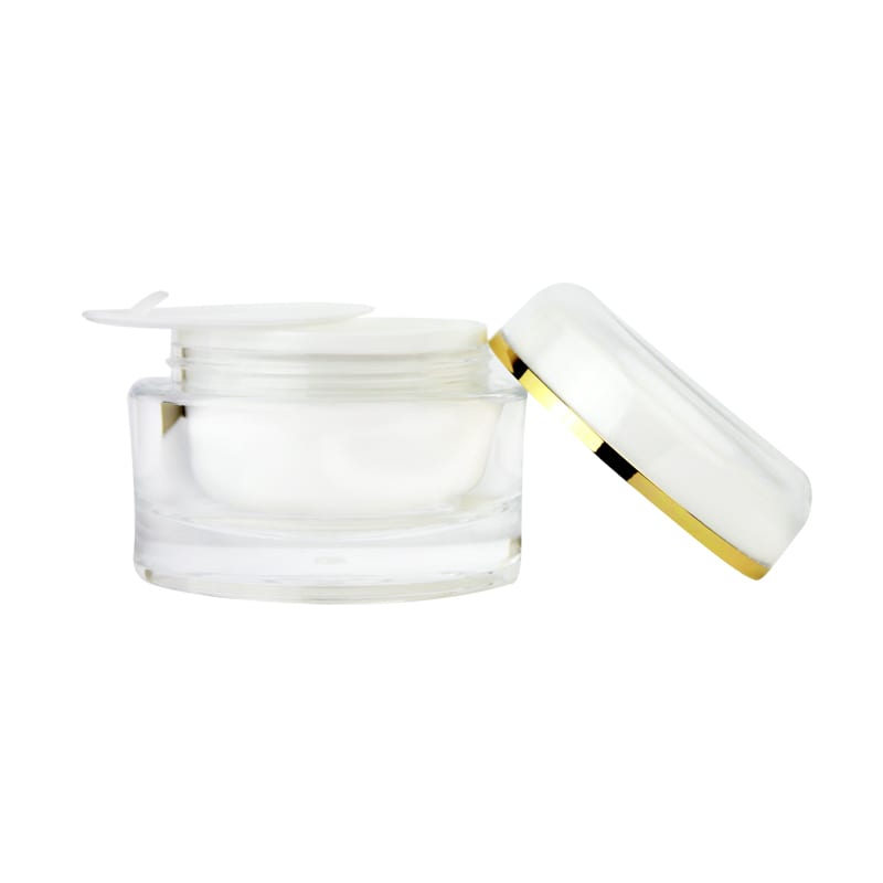 J03_G | In-Stock Round Clear Jar With Gold Trim