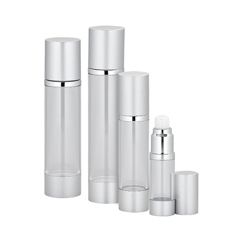 O_JS015 | 15 ML In-Stock Clear & Silver Airless Bottle