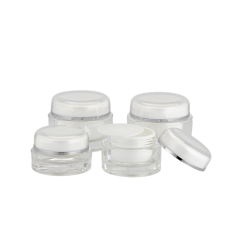 O_J03030 | 30 ML In-Stock Shiny Silver Trim Clear Jar
